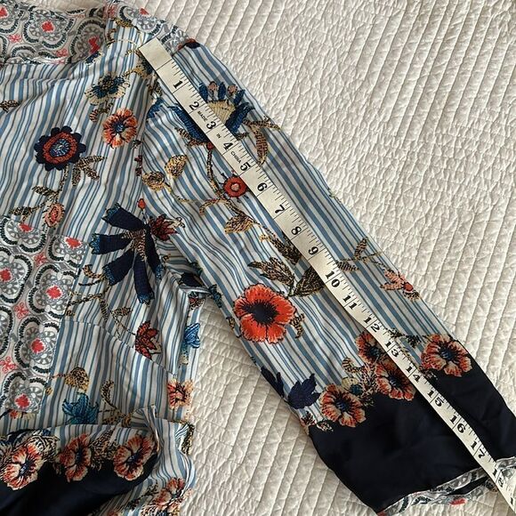 Fig and Flower Blouse Stripes Floral 3/4 Sleeve Button Front Size 2X - Picture 9 of 12